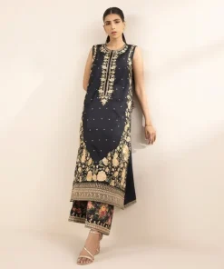 Fashion Sapphire Embroidered Cotton Satin Shirt Black