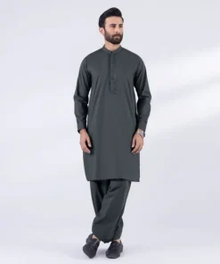 Fashion Sapphire Embroidered Cotton Suit - Slim Fit
