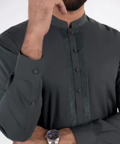 Fashion Sapphire Embroidered Cotton Suit - Slim Fit