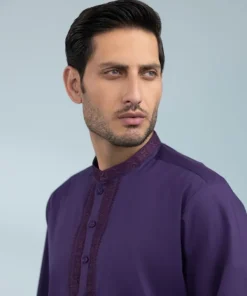 Best Sapphire Embroidered Cotton Suit - Regular Fit Purple