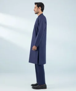 Clearance Sapphire Embroidered Cotton Suit - Regular Fit Indigo