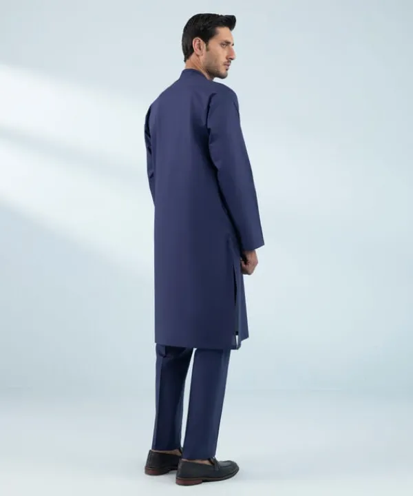 Clearance Sapphire Embroidered Cotton Suit - Regular Fit Indigo