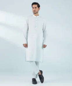 Best Sapphire Embroidered Cotton Suit - Slim Fit Ice Blue