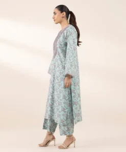 Hot Sapphire Embroidered Cotton Viscose Shirt Blue