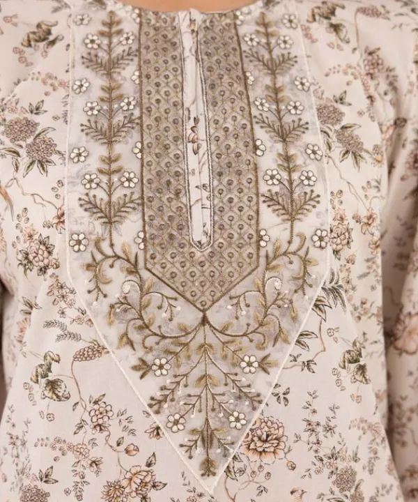 Best Sapphire Embroidered Cotton Viscose Shirt Beige