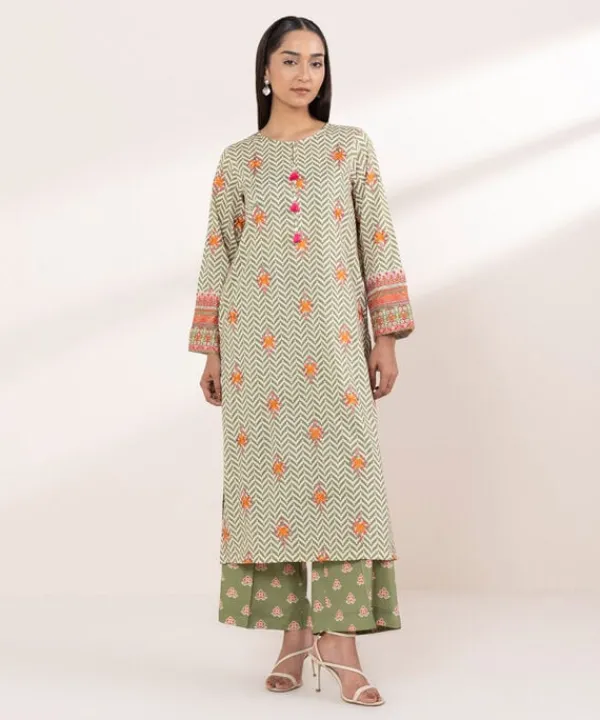 New Sapphire Embroidered Cotton Viscose Shirt Green