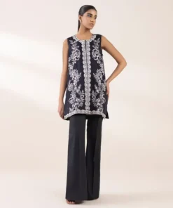 Sale Sapphire Embroidered Dobby Front-Open Shirt Black