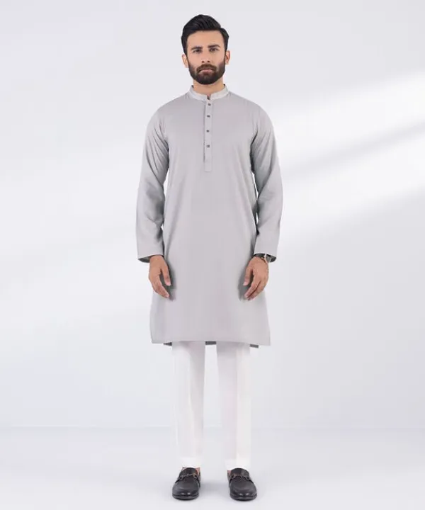 Hot Sapphire Embroidered Dobby Kurta - Regular Fit