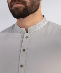Hot Sapphire Embroidered Dobby Kurta - Regular Fit