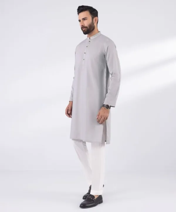 Clearance Sapphire Embroidered Dobby Kurta - Slim Fit