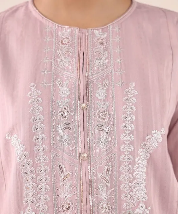 Hot Sapphire Embroidered Dobby Shirt Tea Pink