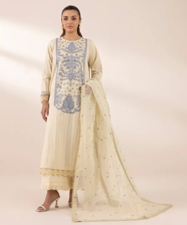 Online Sapphire Embroidered Dobby Shirt Beige