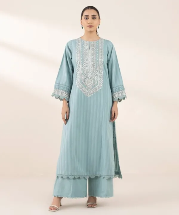 Discount Sapphire Embroidered Dobby Shirt Blue