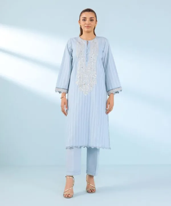 Online Sapphire Embroidered Dobby Shirt Blue