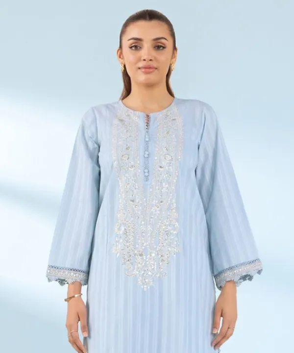 Online Sapphire Embroidered Dobby Shirt Blue
