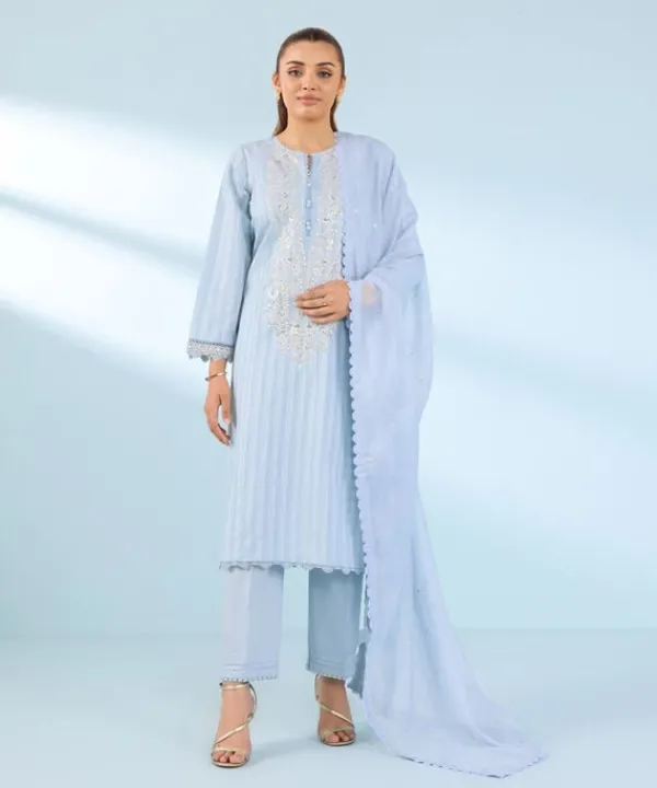 Online Sapphire Embroidered Dobby Shirt Blue