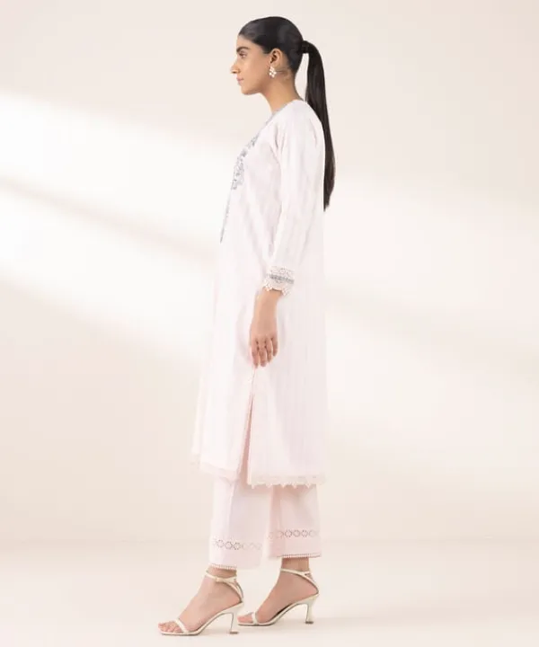 Hot Sapphire Embroidered Dobby Shirt Pink