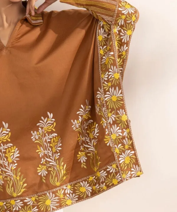 Hot Sapphire Embroidered Dobby Shirt Brown