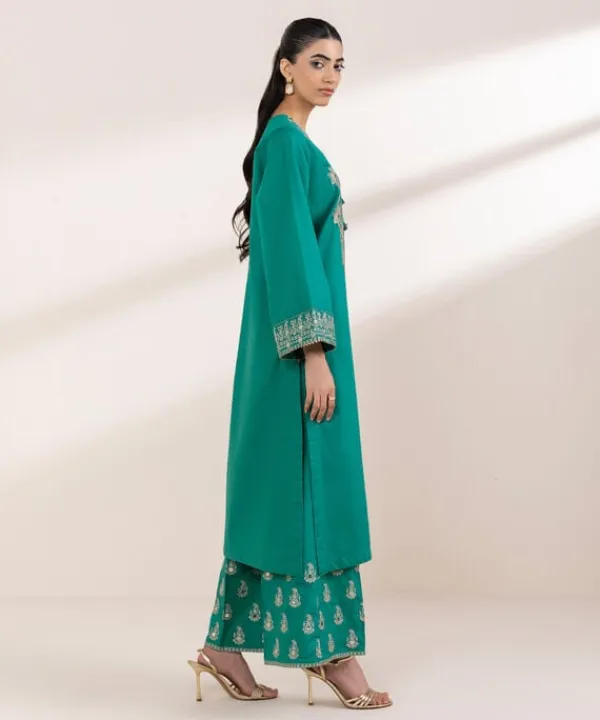 Online Sapphire Embroidered Dobby Shirt Green