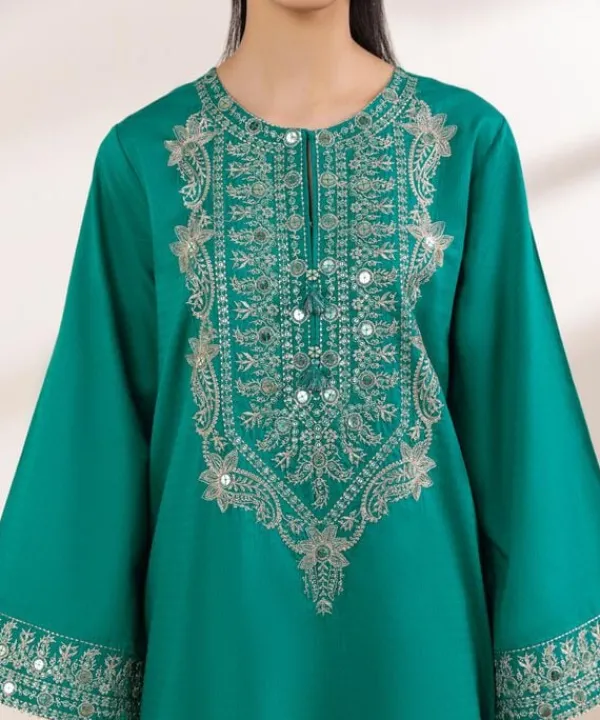 Online Sapphire Embroidered Dobby Shirt Green