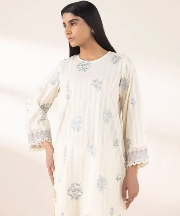 Hot Sapphire Embroidered Dobby Shirt Beige