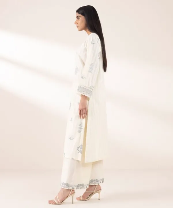 Hot Sapphire Embroidered Dobby Shirt Beige