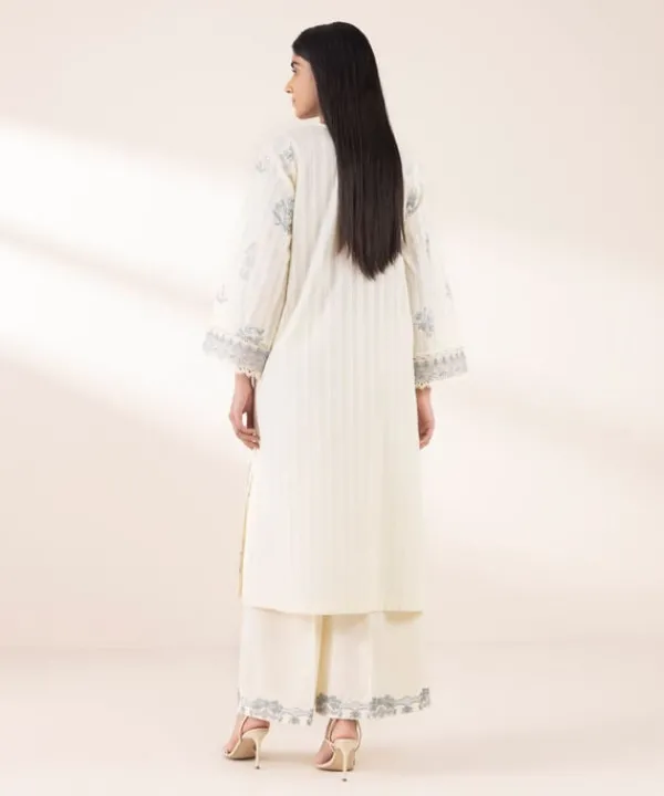 Hot Sapphire Embroidered Dobby Shirt Beige