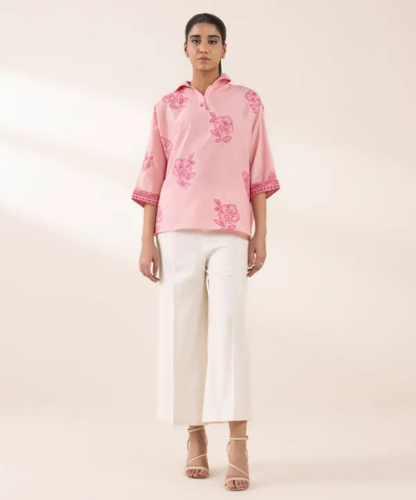Sale Sapphire Embroidered Dobby Shirt Pink