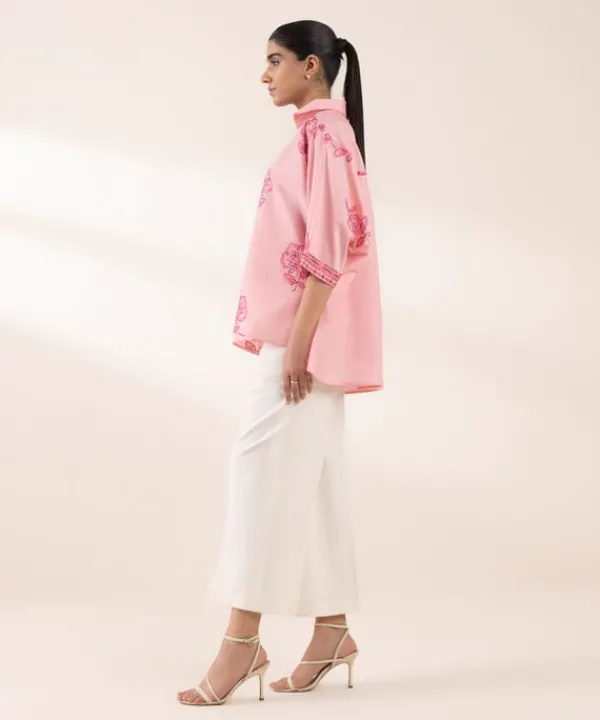 Sale Sapphire Embroidered Dobby Shirt Pink
