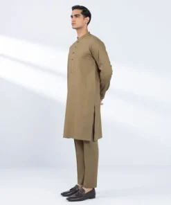 Clearance Sapphire Embroidered Dobby Suit - Slim Fit Brown