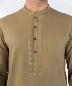 Clearance Sapphire Embroidered Dobby Suit - Slim Fit Brown