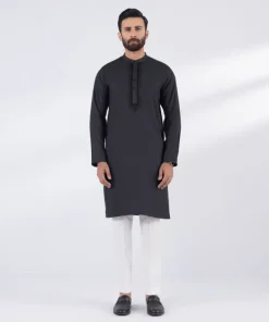 Hot Sapphire Embroidered Jacquard Kurta - Slim Fit