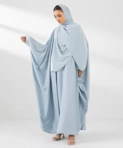 New Sapphire Embroidered Kaftan Abaya Set Sky Blue