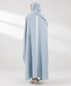 New Sapphire Embroidered Kaftan Abaya Set Sky Blue