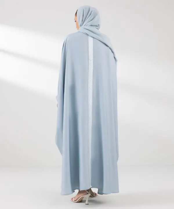 New Sapphire Embroidered Kaftan Abaya Set Sky Blue
