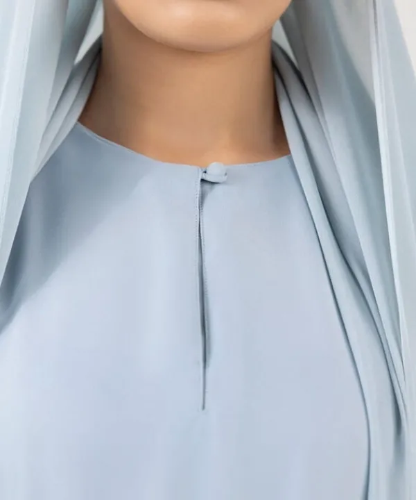 New Sapphire Embroidered Kaftan Abaya Set Sky Blue