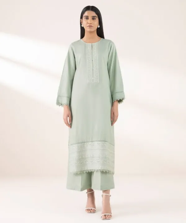 Sale Sapphire Embroidered Lawn Shirt Mint Green