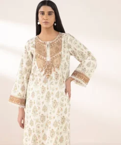 Best Sapphire Embroidered Lawn Shirt Beige