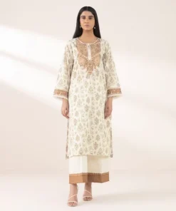 Best Sapphire Embroidered Lawn Shirt Beige