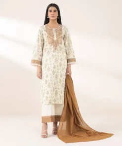 Best Sapphire Embroidered Lawn Shirt Beige