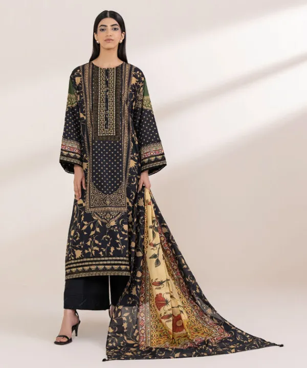 Discount Sapphire Embroidered Lawn Shirt Black