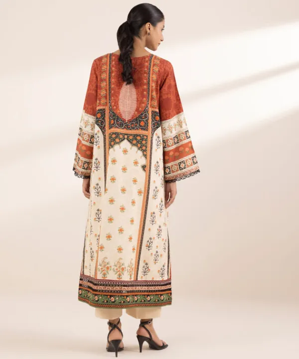 Outlet Sapphire Embroidered Lawn Shirt Beige
