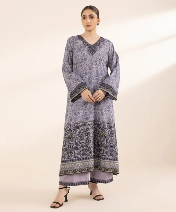 Outlet Sapphire Embroidered Lawn Shirt Purple