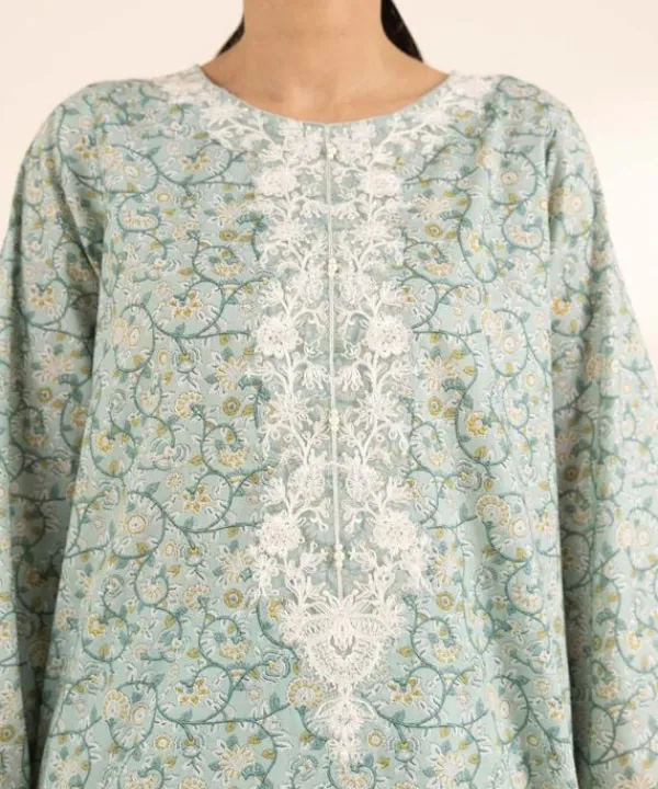 Outlet Sapphire Embroidered Lawn Shirt Ice Blue