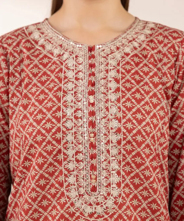 Fashion Sapphire Embroidered Lawn Shirt