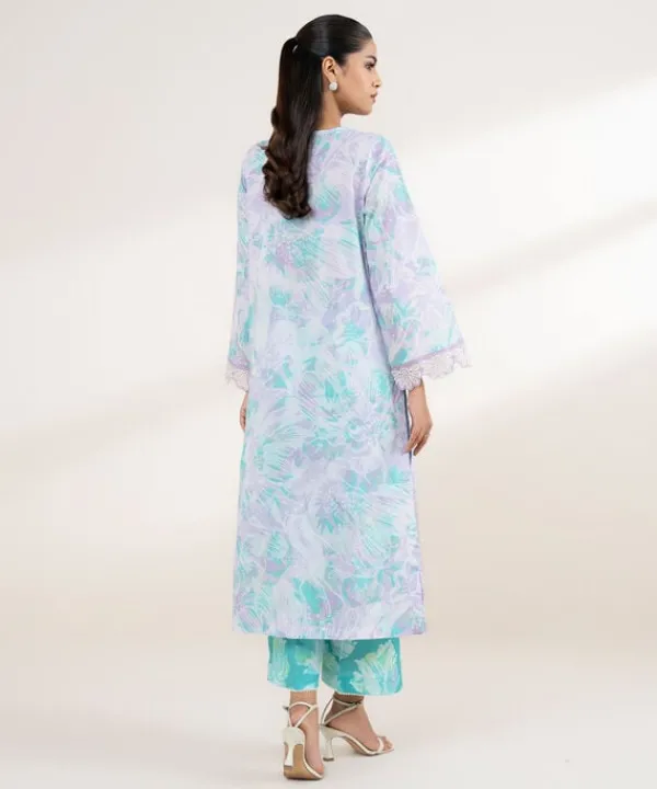 Hot Sapphire Embroidered Lawn Shirt
