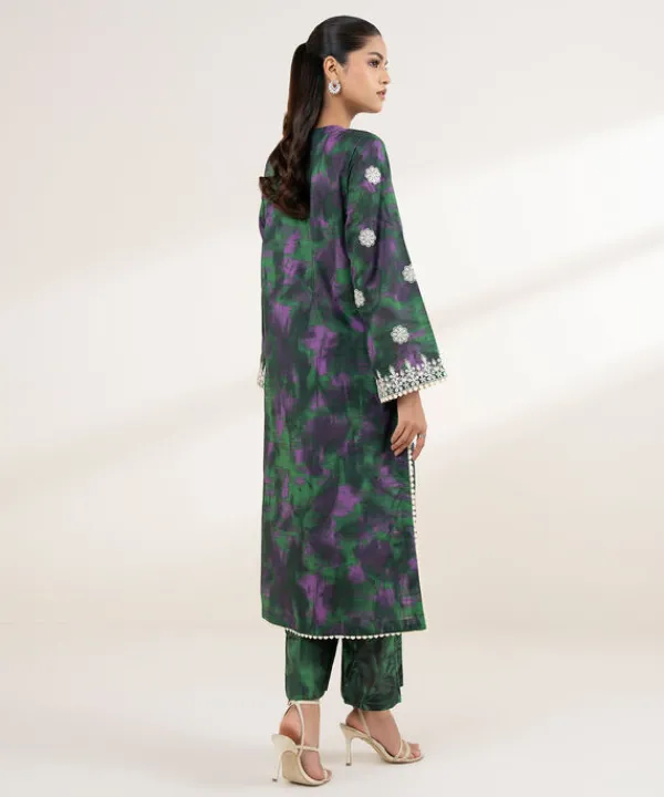 Hot Sapphire Embroidered Lawn Shirt