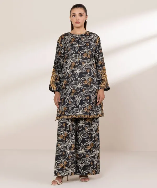 Hot Sapphire Embroidered Lawn Shirt