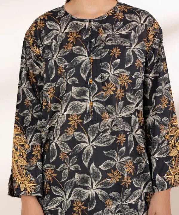 Hot Sapphire Embroidered Lawn Shirt