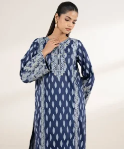 Fashion Sapphire Embroidered Lawn Shirt